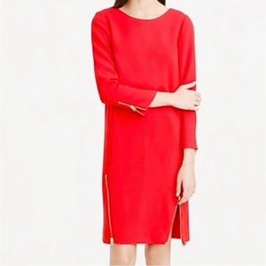 JCrew Red Double-Zip Shift Dress